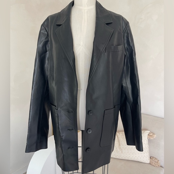 SILK MAISON FAUX LEATHER BLAZER OVERSIZED | Size S - Picture 3 of 10